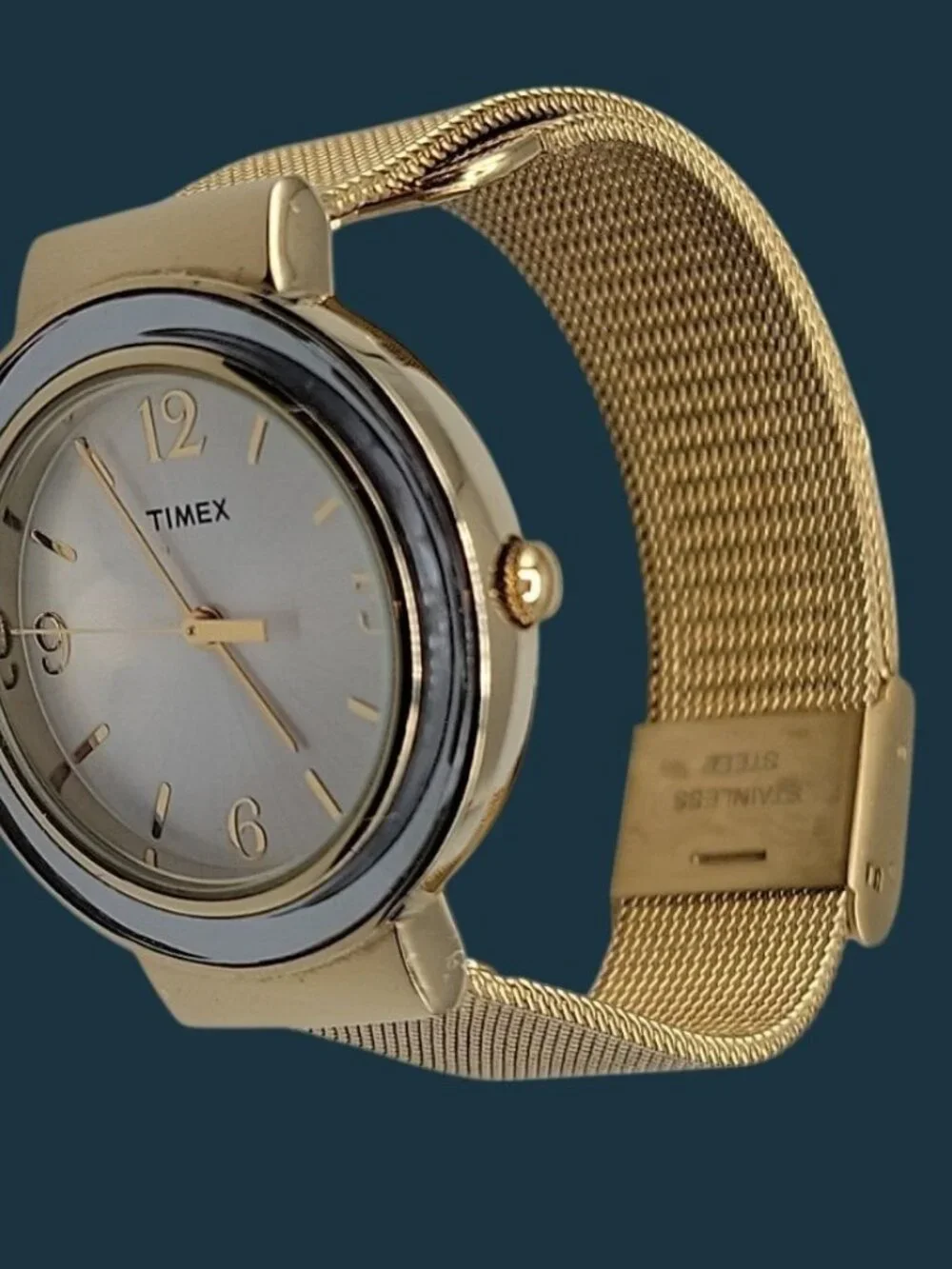 Timex Ameritus T2P197 Gold-Tone Mesh Band Women’s Watch 31mm White Dial 7.5